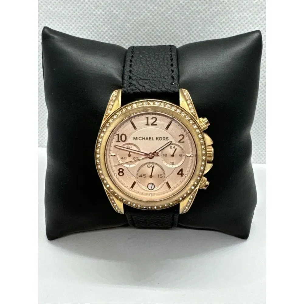 Michael Kors Blair MK5263 Women's Black Leather Analog Dial Quartz Watch JNA455